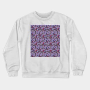 Folk art Birds and flowers pattern in violet background Crewneck Sweatshirt